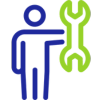Icon skilled workers, person with wrench