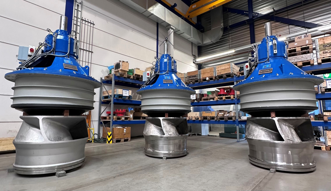 Image showing 3 concrete volute pumps